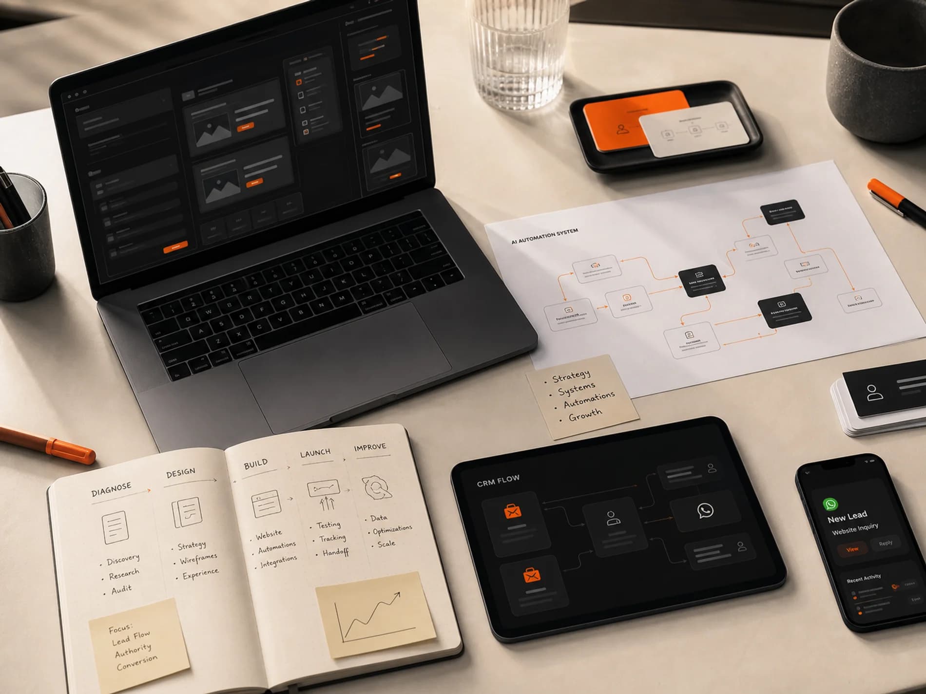 Reachvox strategy board with website and automation planning artifacts